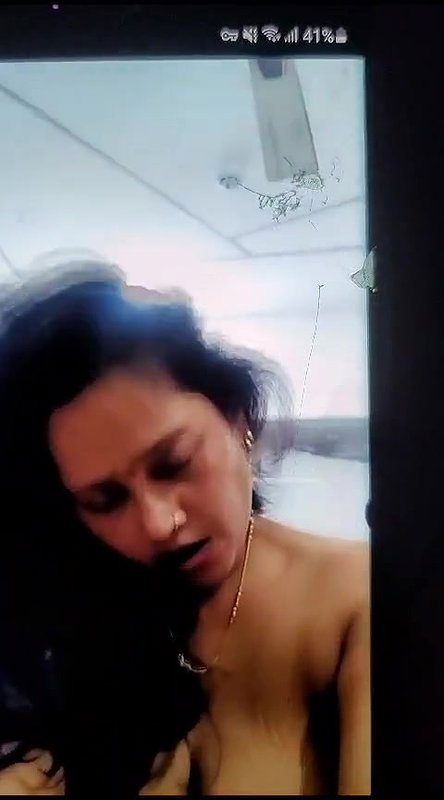 MILF horny expression with big boobs showing