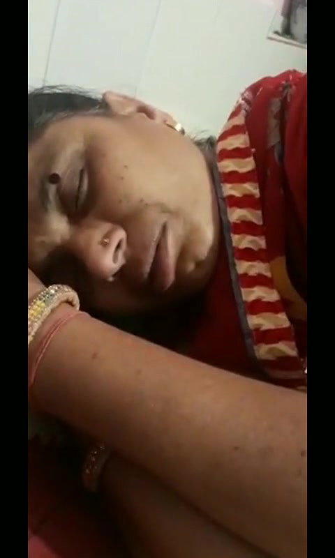 Mature Aunty sleeping and hand job