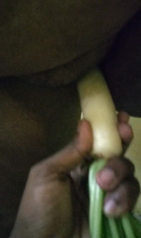 Inserting A Vegetable Into Her Pussy