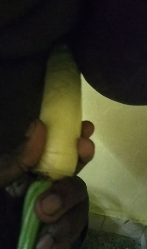 Inserting A Vegetable Into Her Pussy