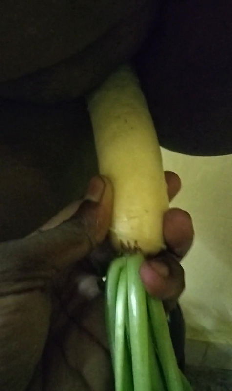 Inserting A Vegetable Into Her Pussy