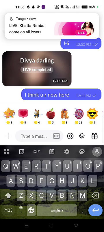 Divya darling tango 121 video