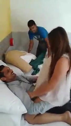 One girl and two boy fuck