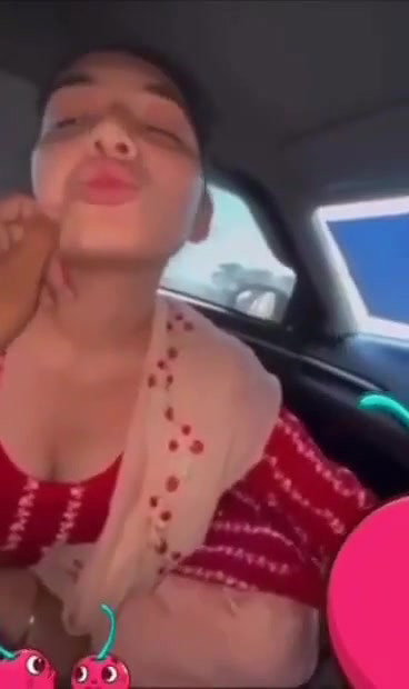 wife boobs press in car