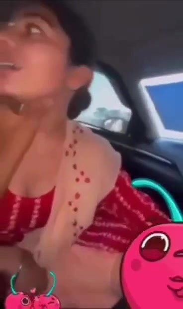 wife boobs press in car