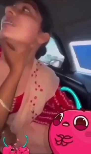 wife boobs press in car