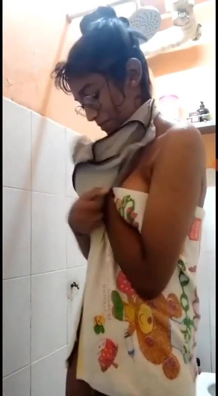 Dusky Tamil Girl After Bath Wearing Clothes