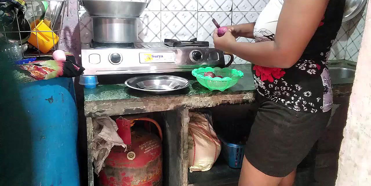 Indian step father-in-law fucks daughter-in-law while cooking part 2