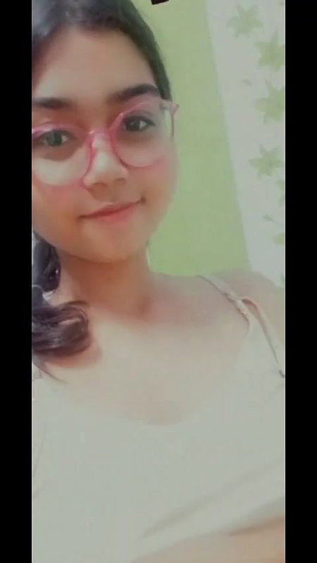 Glasses Horny Girl Playing With Her Boobies