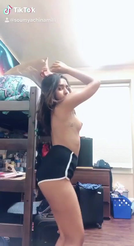 TikTok girl dancing topless viral boobs show