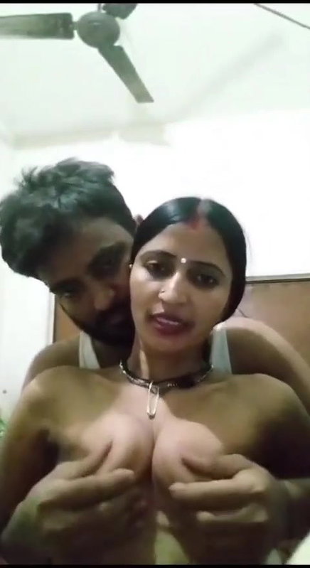 village couple hot romance with wife boob press