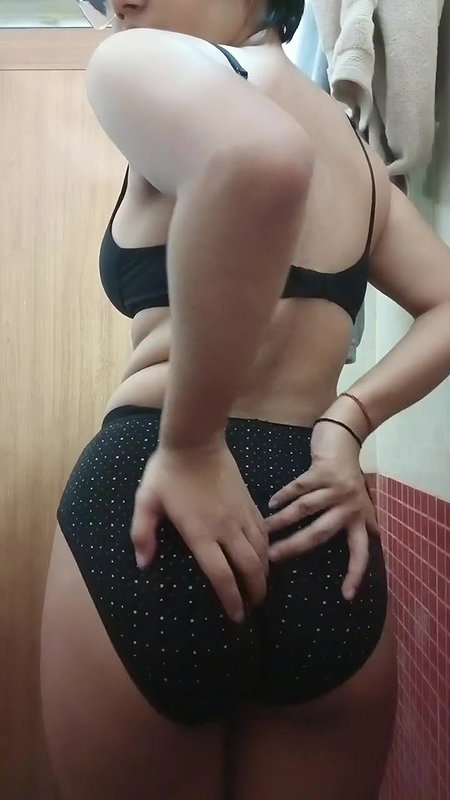 Uma Ghosh black underwear nude show