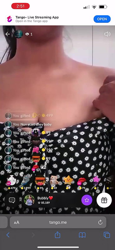 young tango girl boob show