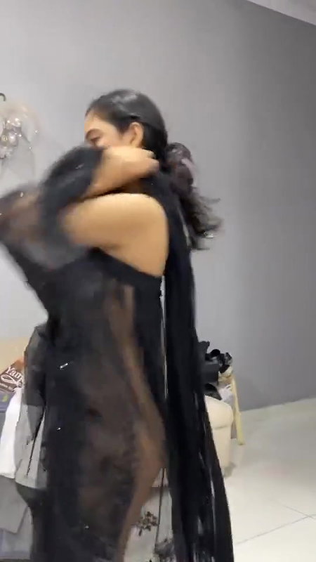 black transparent dress GF hairy pussy viral show