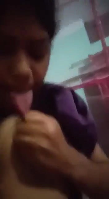 horny selfie girl boob show and viral licking