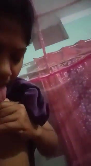 horny selfie girl boob show and viral licking