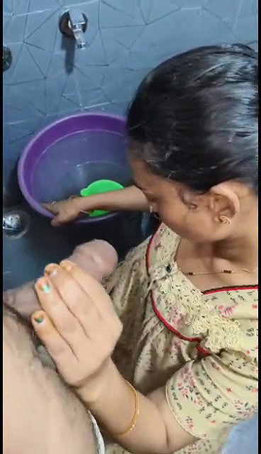 Indian porn wife blowjob to husband in bathroom