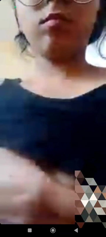 girl in glasses first time boobs show video call
