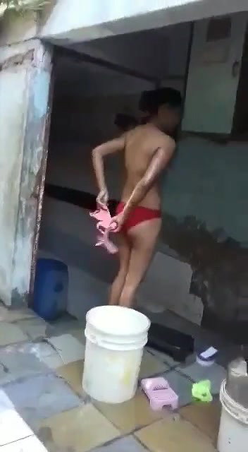 Slim Sister Bathing Her Brother Recording