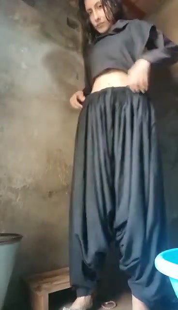village girl changing dress after nude bath