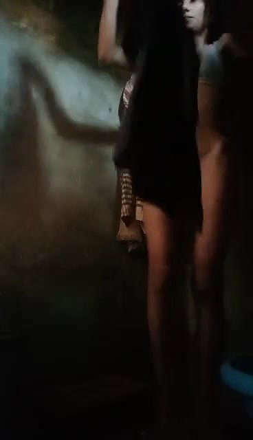 village girl changing dress after nude bath