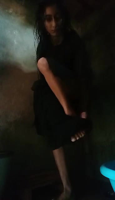 village girl changing dress after nude bath