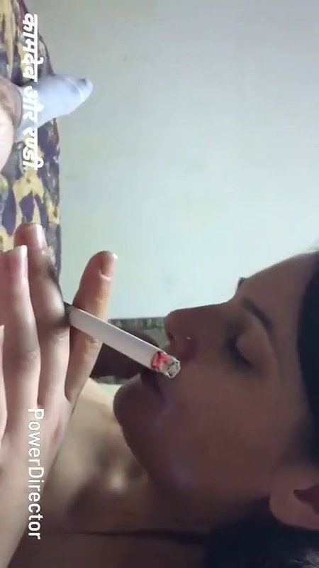 Horny Wife Smoking Cigarette Giving Blowjob