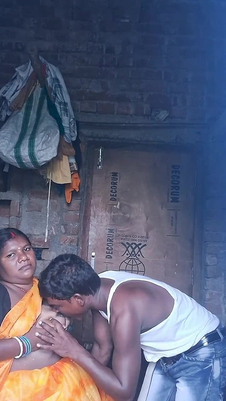 village mature Desi couple sex in standing state