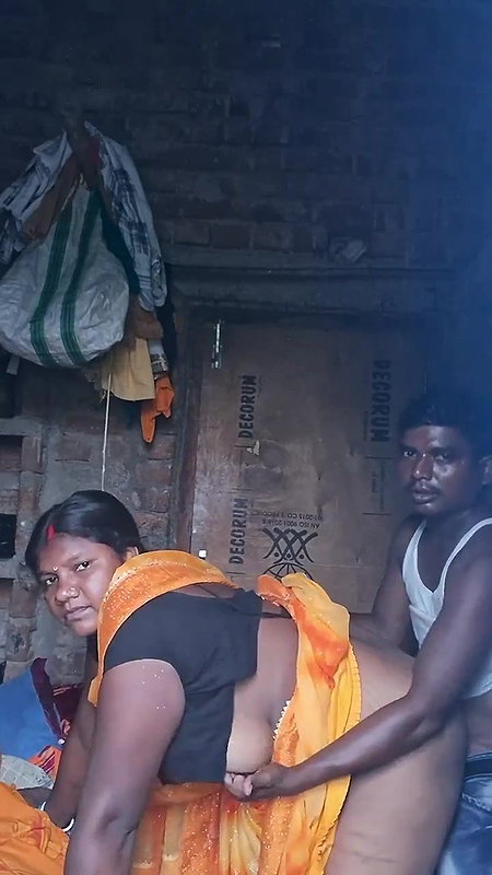 village mature Desi couple sex in standing state