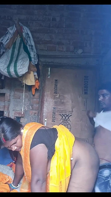 village mature Desi couple sex in standing state