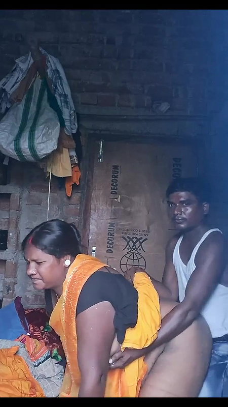 village mature Desi couple sex in standing state