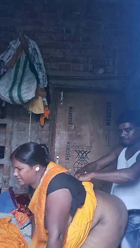 village mature Desi couple sex in standing state
