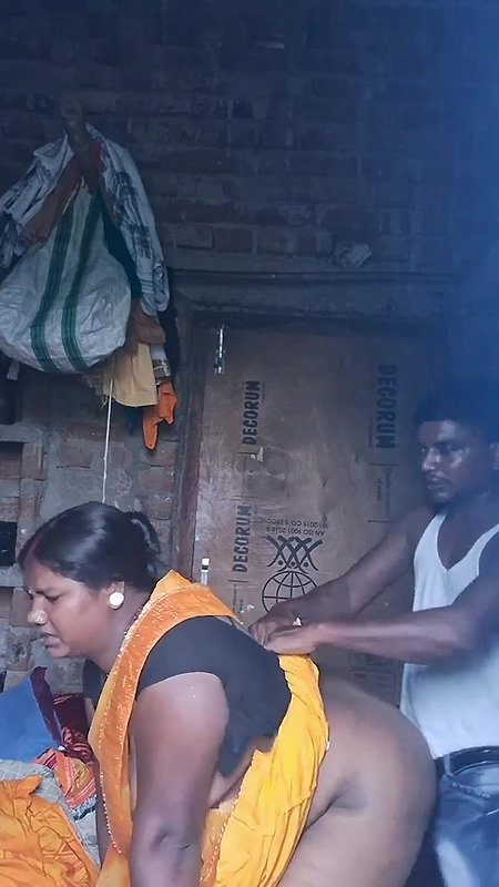 village mature Desi couple sex in standing state