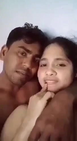 Indian newly married wife boob press romance