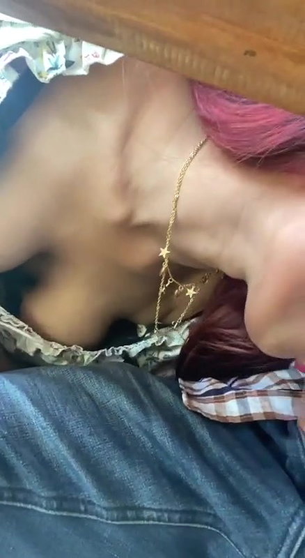 red head Indian blowjob girl showing cleavage