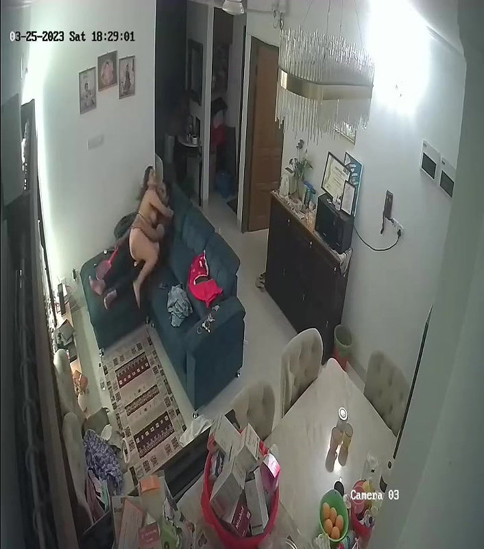 couple nude romance on couch viral hidden sex CCTV