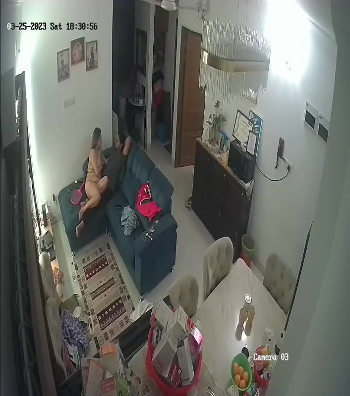 couple nude romance on couch viral hidden sex CCTV