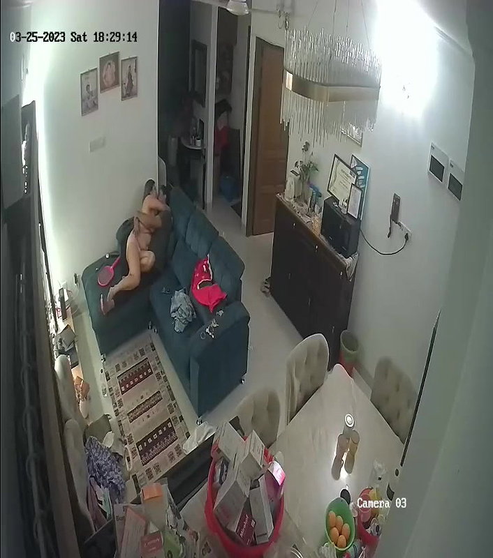 couple nude romance on couch viral hidden sex CCTV
