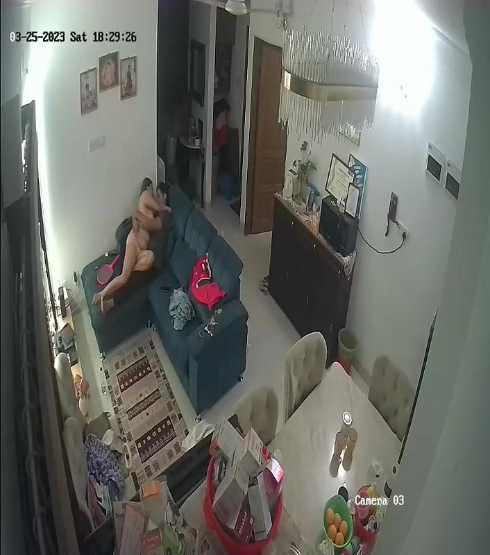 couple nude romance on couch viral hidden sex CCTV