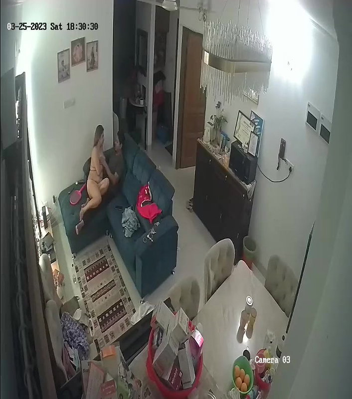 couple nude romance on couch viral hidden sex CCTV