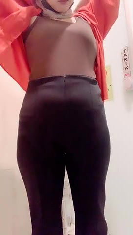 hijab girl horny fingering in public bathroom