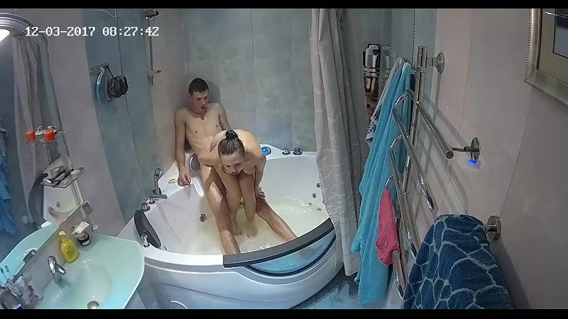 CCTV young couple bathroom sex horny ipcam
