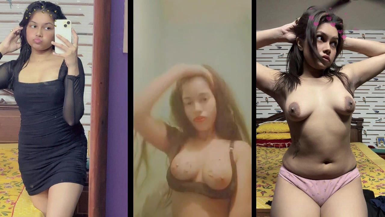 Cute desi girl showing boobs licking chocolate of her boobs