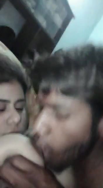 lover sucking girlfriend boobs in selfie sex