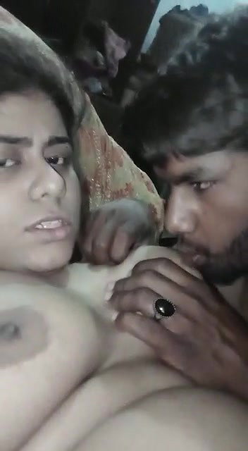 lover sucking girlfriend boobs in selfie sex