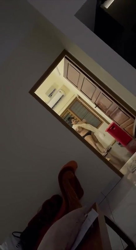 GF boob show while talking to lover in bedroom