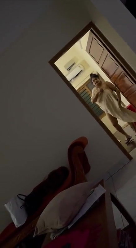 GF boob show while talking to lover in bedroom