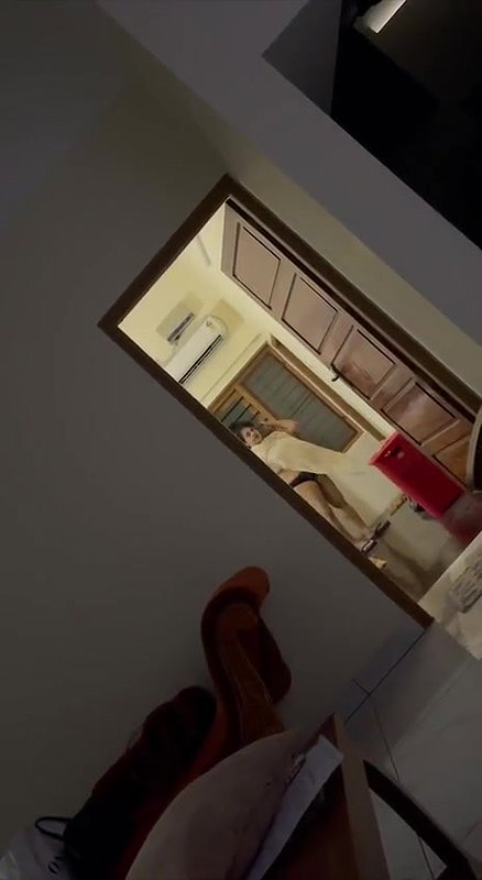GF boob show while talking to lover in bedroom