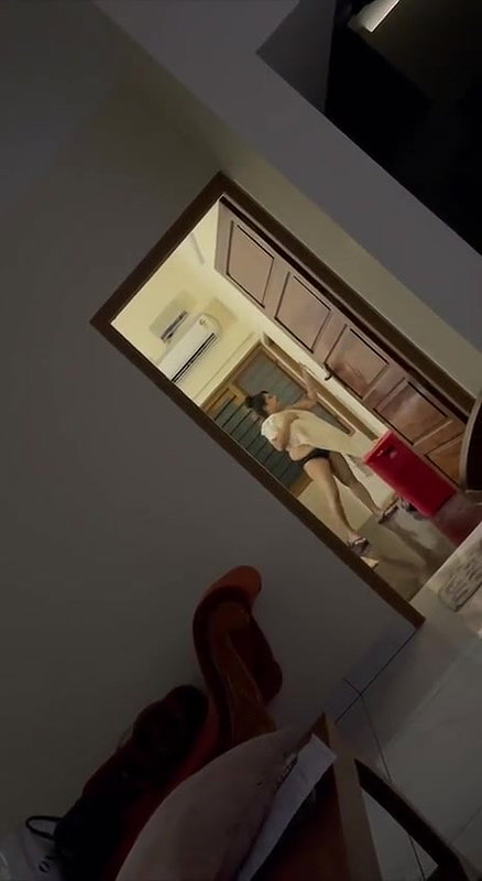 GF boob show while talking to lover in bedroom