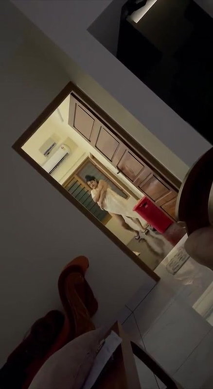 GF boob show while talking to lover in bedroom